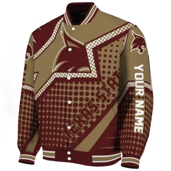 customized texas state bobcats star burst maroon varsity jacket best selling