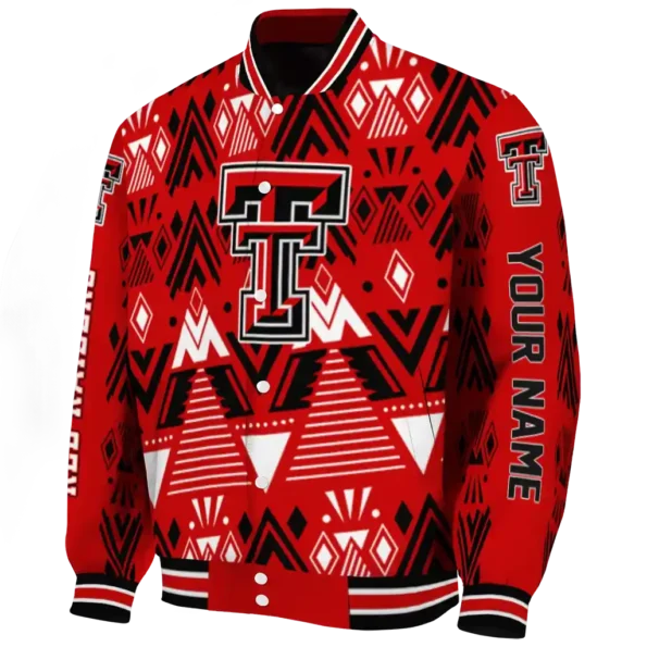 customized texas tech red raiders pyramid shapes red varsity jacket best selling