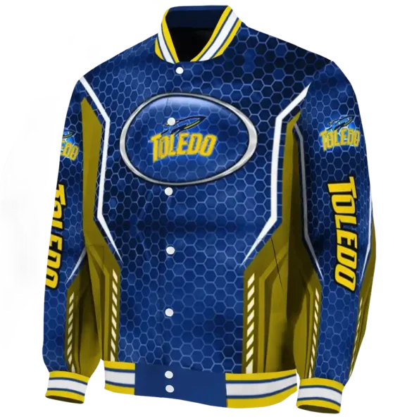 customized toledo rockets power plate blue varsity jacket best selling