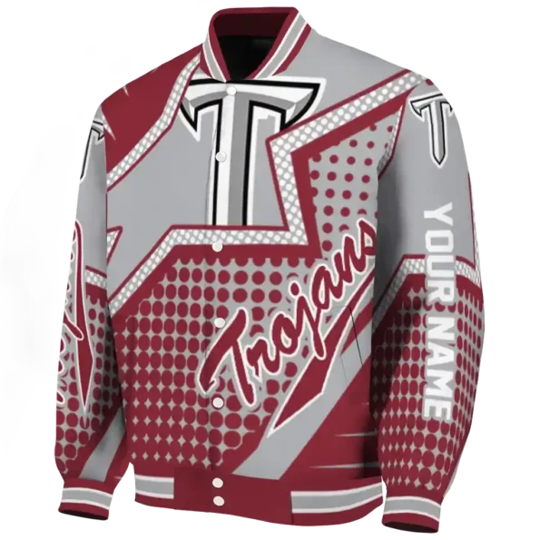 customized troy trojans star burst red varsity jacket best selling