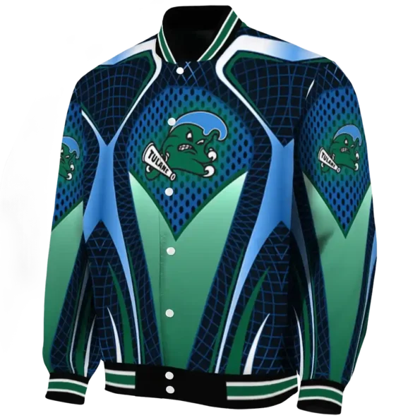 customized tulane green wave mesh chest blue black varsity jacket best selling