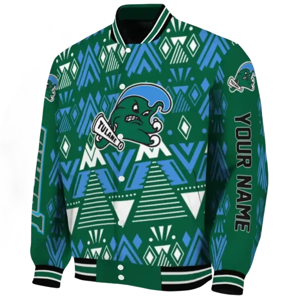 customized tulane green wave pyramid shapes green varsity jacket best selling
