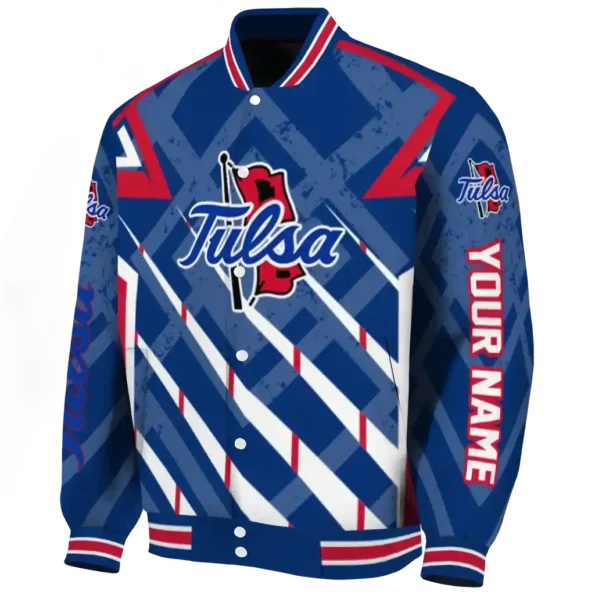 customized tulsa golden hurricane chevron angles blue varsity jacket best selling