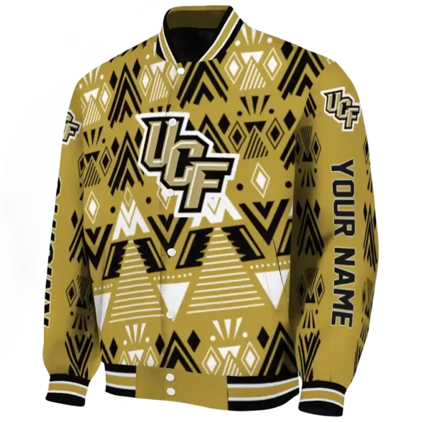 customized ucf knights pyramid shapes gold varsity jacket best selling