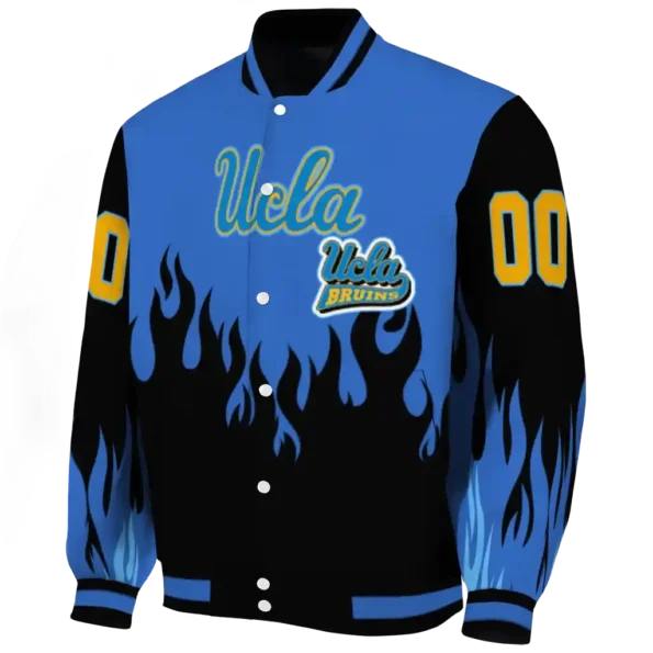customized ucla bruins flame border blue black varsity jacket best selling