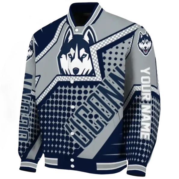 customized uconn huskies star burst blue varsity jacket best selling