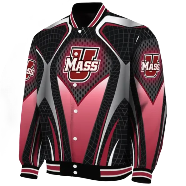 customized umass minutemen mesh chest grey black varsity jacket best selling