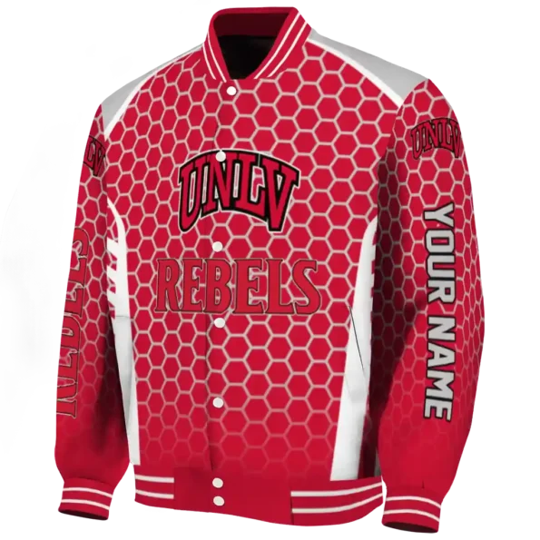 customized unlv rebels hexagon grid red varsity jacket best selling
