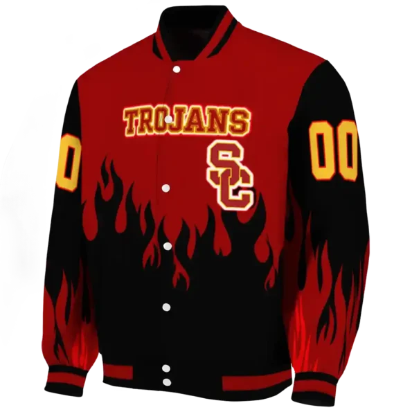 customized usc trojans flame border red black varsity jacket best selling