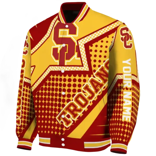 customized usc trojans star burst red varsity jacket best selling