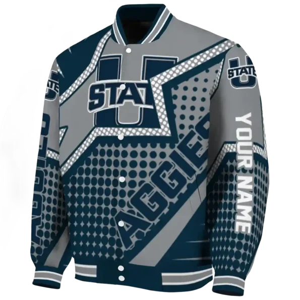 customized utah state aggies star burst navy varsity jacket best selling