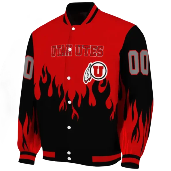 customized utah utes flame border red black varsity jacket best selling