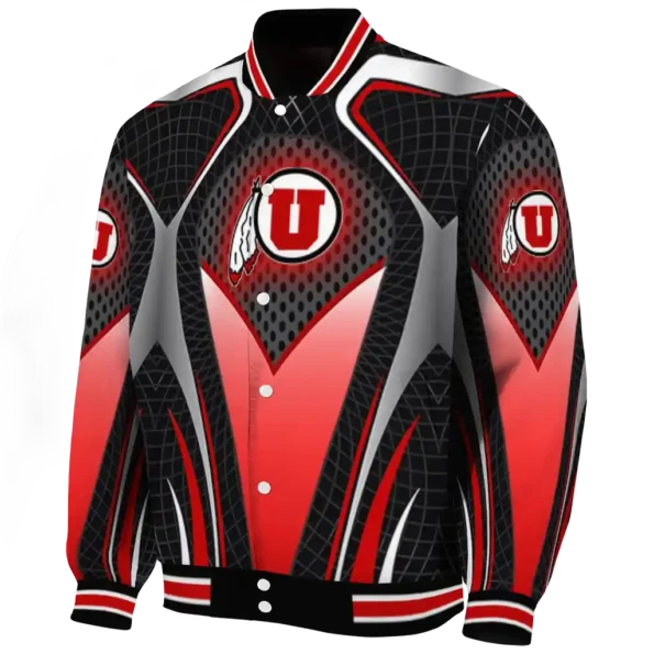 customized utah utes mesh chest gray black varsity jacket best selling