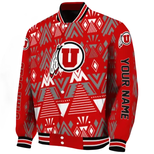 customized utah utes pyramid shapes red varsity jacket best selling