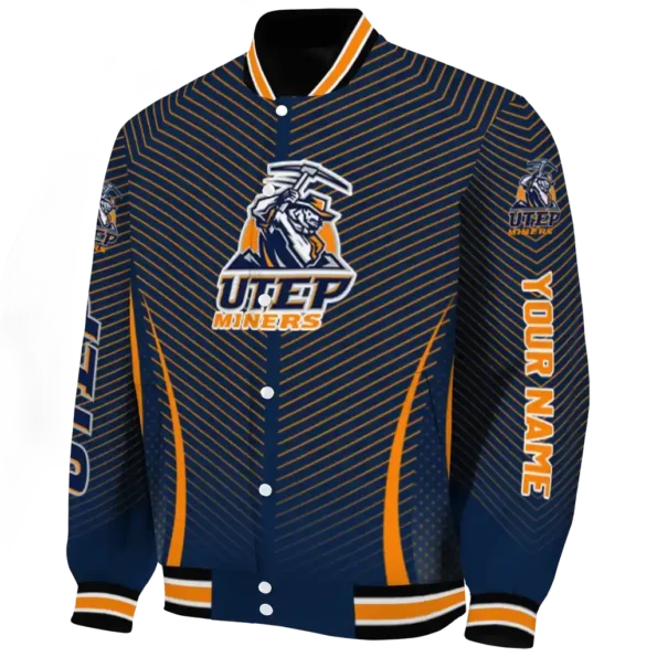 customized utep miners chevron arrow blue varsity jacket best selling