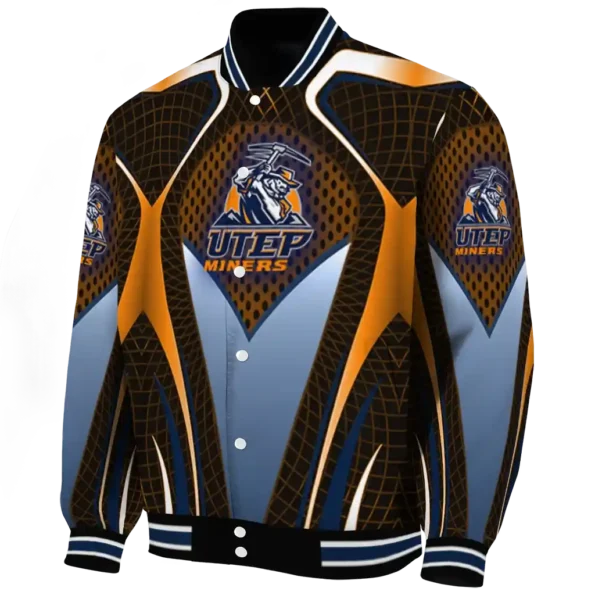 customized utep miners mesh chest orange black varsity jacket best selling