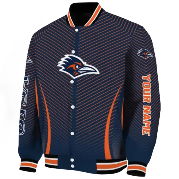 customized utsa roadrunners chevron arrow orange varsity jacket best selling
