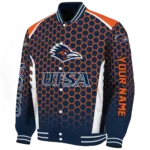 customized-utsa-roadrunners-hexagon-grid-orange-varsity-jacket-best-selling.webp