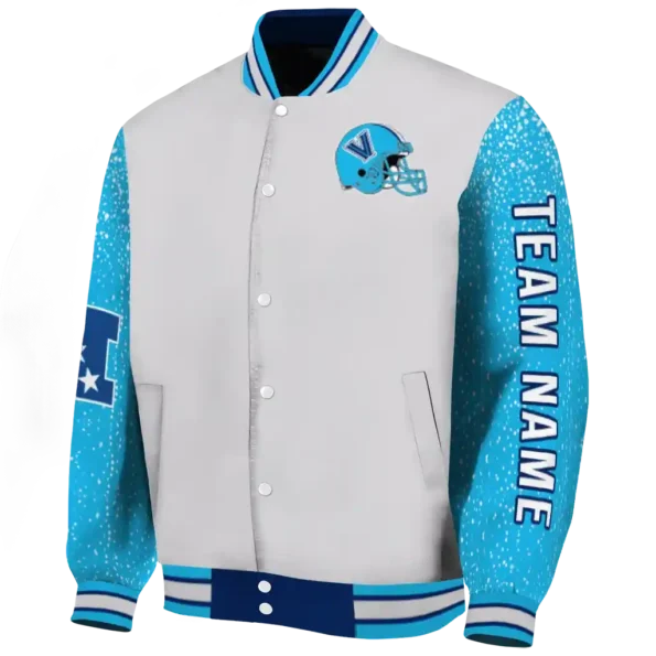 customized villanova wildcats speckled arms navy gray varsity jacket best selling