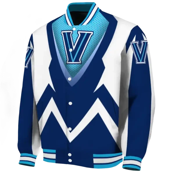 customized villanova wildcats v stripes navy white varsity jacket best selling