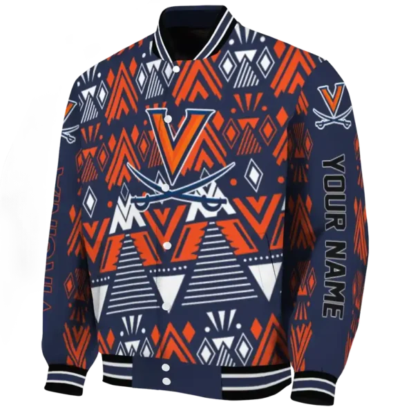 customized virginia cavaliers pyramid shapes blue varsity jacket best selling