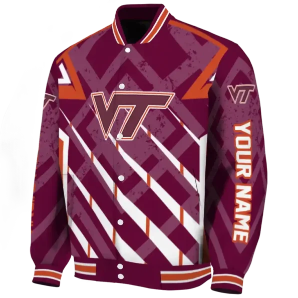 customized virginia tech hokies chevron angles maroon varsity jacket best selling