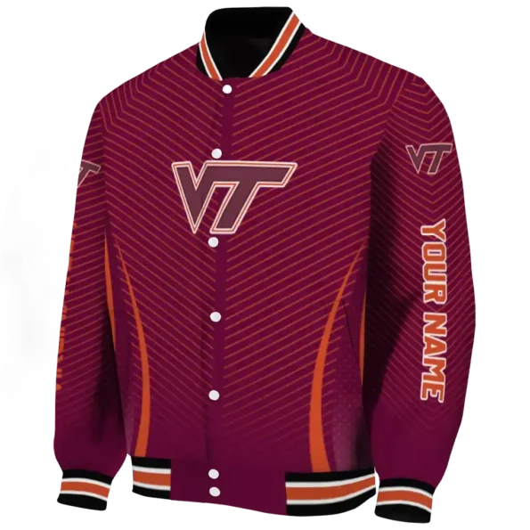 customized virginia tech hokies chevron arrow maroon varsity jacket best selling