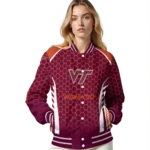 customized-virginia-tech-hokies-hexagon-grid-maroon-varsity-jacket-best-selling.webp