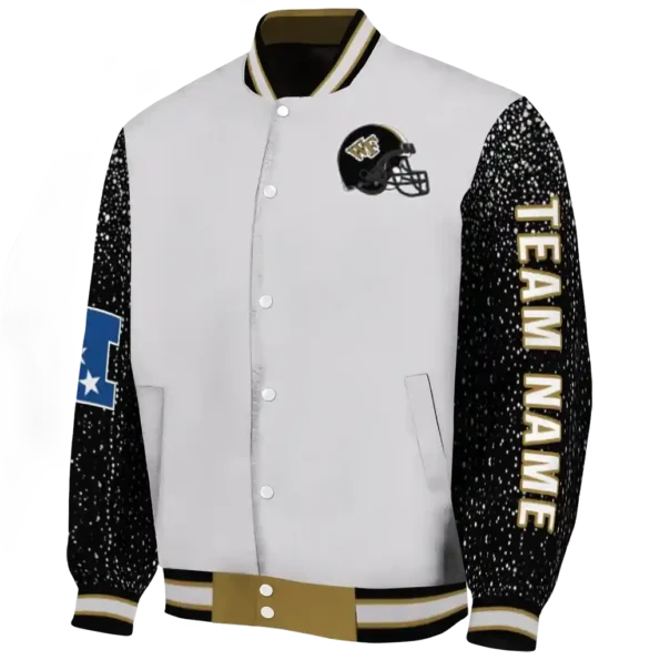 customized wake forest demon deacons speckled arms gold gray varsity jacket best selling