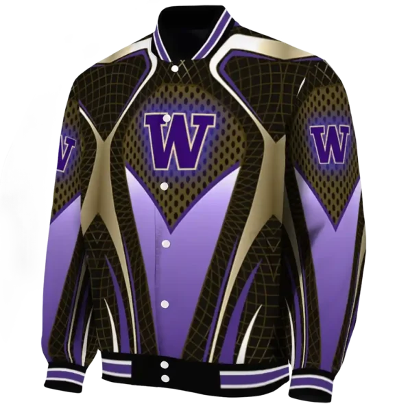 customized washington huskies mesh chest gold black varsity jacket best selling
