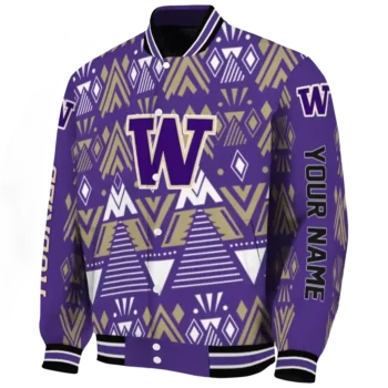 Washington Huskies Jacket - Customized Pyramid Shapes Purple Deluxe