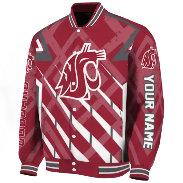 customized washington state cougars chevron angles crimson varsity jacket best selling