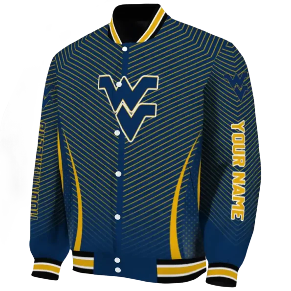 customized west virginia mountaineers chevron arrow blue varsity jacket best selling
