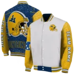 customized-west-virginia-mountaineers-speckled-arms-blue-gray-varsity-jacket-best-selling.webp