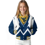customized-west-virginia-mountaineers-v-stripes-blue-white-varsity-jacket-best-selling.webp