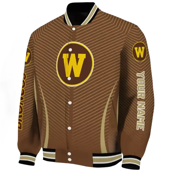 customized western michigan broncos chevron arrow brown varsity jacket best selling