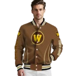 customized-western-michigan-broncos-chevron-arrow-brown-varsity-jacket-best-selling.webp