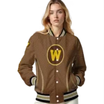 customized-western-michigan-broncos-chevron-arrow-brown-varsity-jacket-best-selling.webp