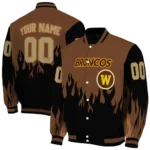 customized-western-michigan-broncos-flame-border-brown-black-varsity-jacket-best-selling.webp