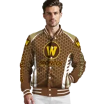 customized-western-michigan-broncos-hexagon-grid-brown-varsity-jacket-best-selling.webp