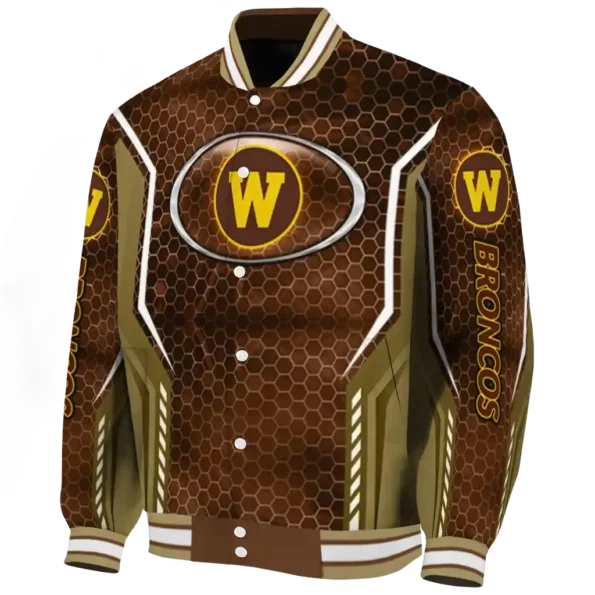 customized western michigan broncos power plate brown varsity jacket best selling
