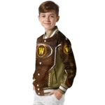 customized-western-michigan-broncos-power-plate-brown-varsity-jacket-best-selling.webp
