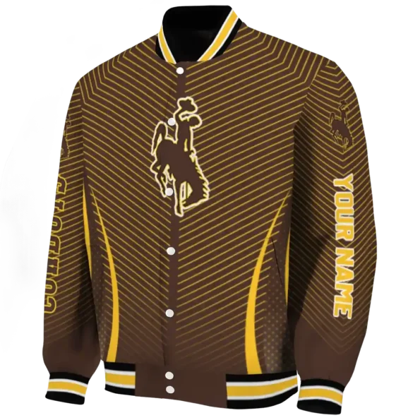 customized wyoming cowboys chevron arrow brown varsity jacket best selling