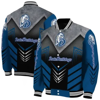 drake bulldogs arrow layer blue black varsity jacket fashion forward.webp