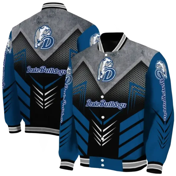drake bulldogs arrow layer blue black varsity jacket fashion forward.webp