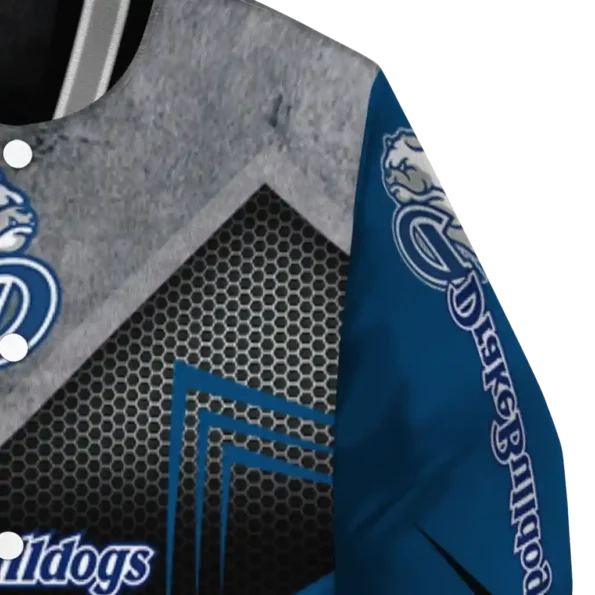 drake bulldogs arrow layer blue black varsity jacket premium grade.webp