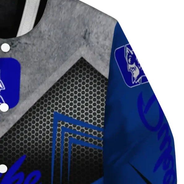 duke blue devils arrow layer blue black varsity jacket premium grade.webp