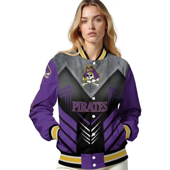 east carolina pirates arrow layer purple black varsity jacket latest model.webp