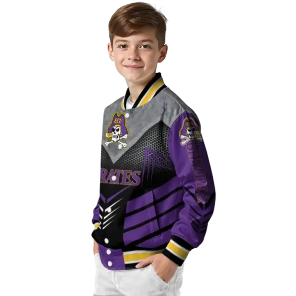 east carolina pirates arrow layer purple black varsity jacket trendy.webp