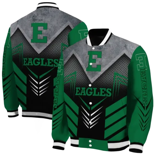 eastern michigan eagles arrow layer green black varsity jacket fashion forward.webp